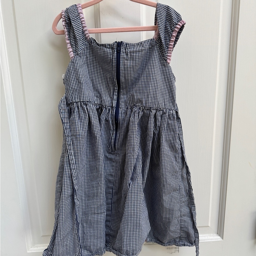 KRU Toddler Girl Size 4 Gingham Floral Vintage Sleeveless Checkered Dress - Picture 8 of 8